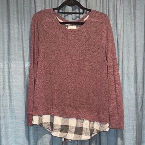 Maurices Heathered Burgundy Layered Sweatshirt